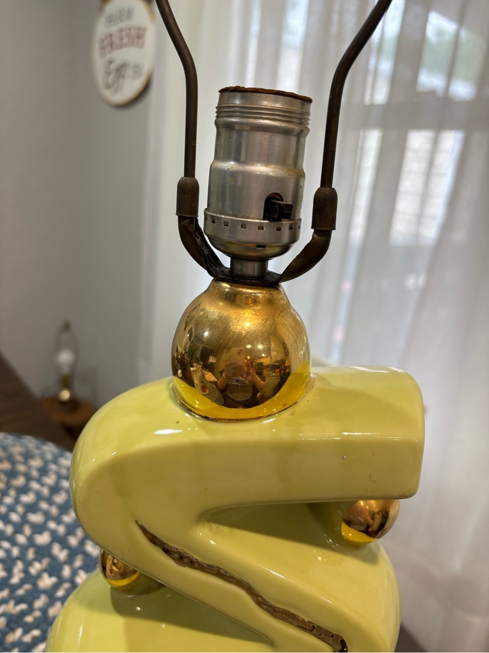 Stunning Art Deco Vintage Retro Ceramic Lamp Base in Chartreuse - Picture 10 of 16